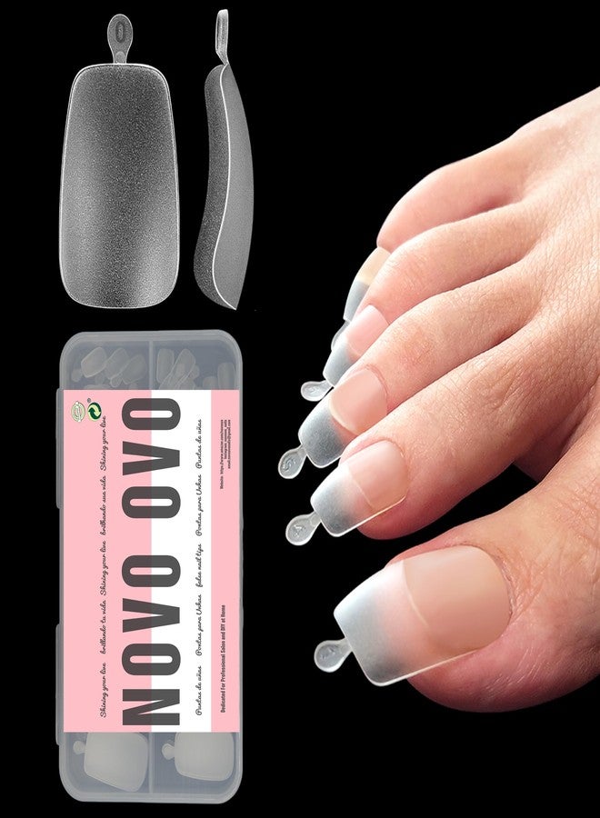 NOVO OVO 120 pcs Long Toe Nail Tips Press on, Curved Full Cover Longtoes Claw, Clear Double Matte Pre-filed Nail Extension for Pedicure Acrylic, Tapered Square Soft Gel Toenails x 12 Sizes - Image 1